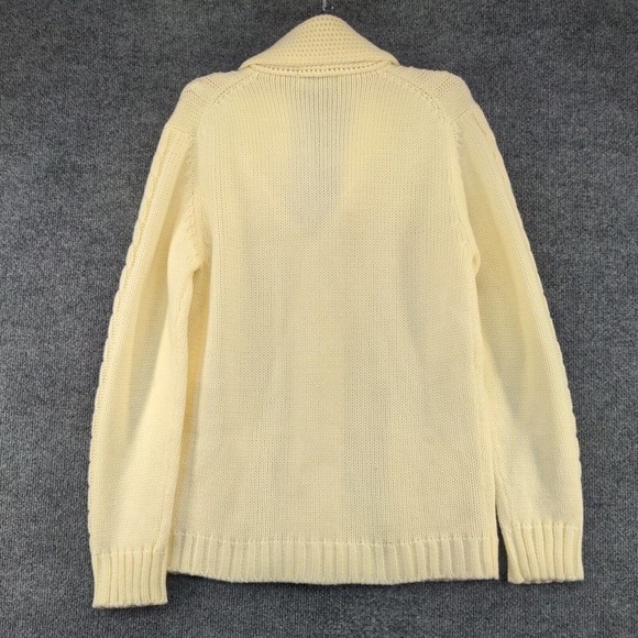 Campus Men's Button Front Cable Knit Cardigan Sweater Cream Medium Shawl Collar - Picture 5 of 11